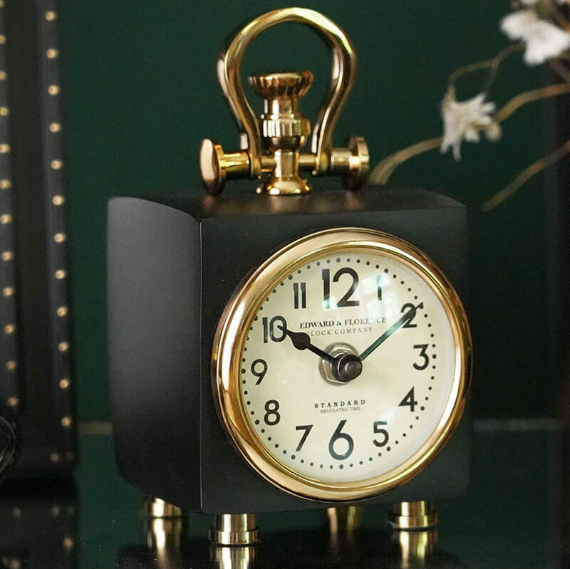 Square Brass Desktop Alarm Clock - Chelsea Clock
